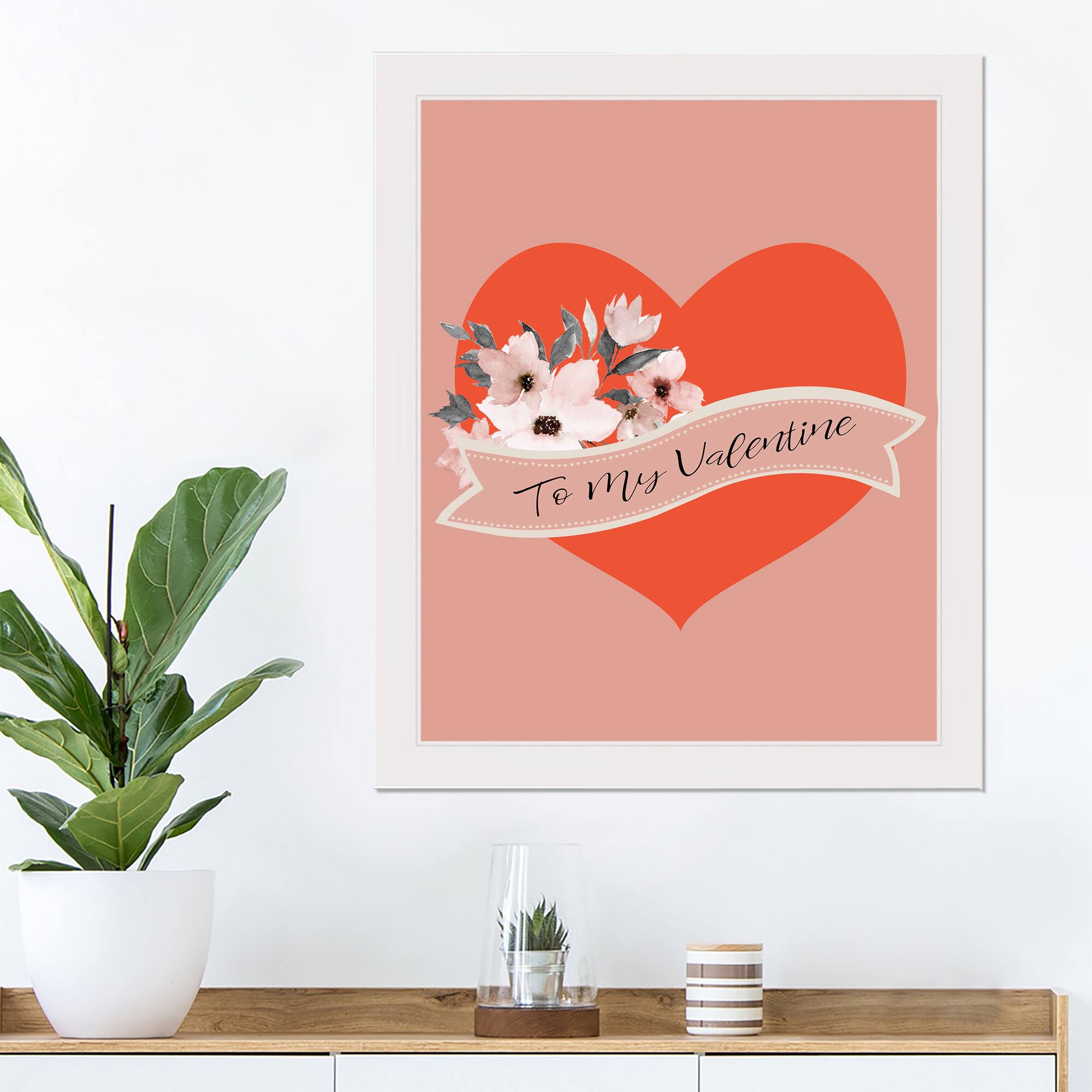 To My Valentine 16" x 20" White Framed Print Under Plexiglass